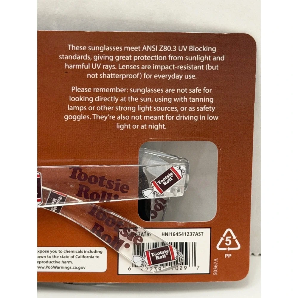 Tootsie Roll Kids Sunglasses Clear Novelty Candy Logo Print UV Protection New